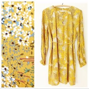 BOGO Loft Floral High Collar Paperbag Pleat Dress